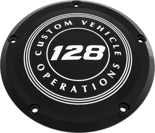 CUSTOM ENGRAVING 7   M8 FLT/FLH DERBY COVER 128 CVO BLACK