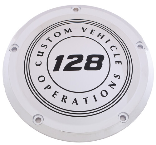 CUSTOM ENGRAVING 7   M8 FLT/FLH DERBY COVER 128 CVO CHROME