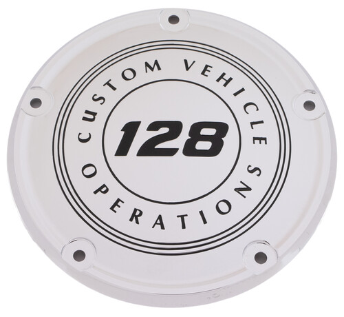 CUSTOM ENGRAVING 6   M8 SOFTAIL DERBY COVER 128 CVO CHROME