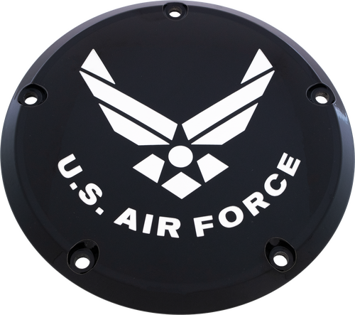 CUSTOM ENGRAVING 7   M8 FLT/FLH DERBY COVER AIR FORCE BLACK