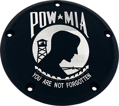 CUSTOM ENGRAVING 7   M8 FLT/FLH DERBY COVER POW-MIA BLACK