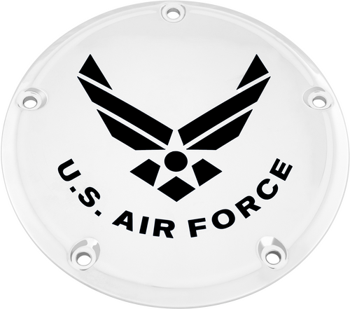 CUSTOM ENGRAVING 7   M8 FLT/FLH DERBY COVER AIR FORCE CHROME