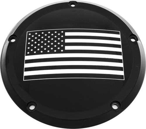 CUSTOM ENGRAVING 6   M8 SOFTAIL DERBY COVER AMERICAN FLAG BLACK