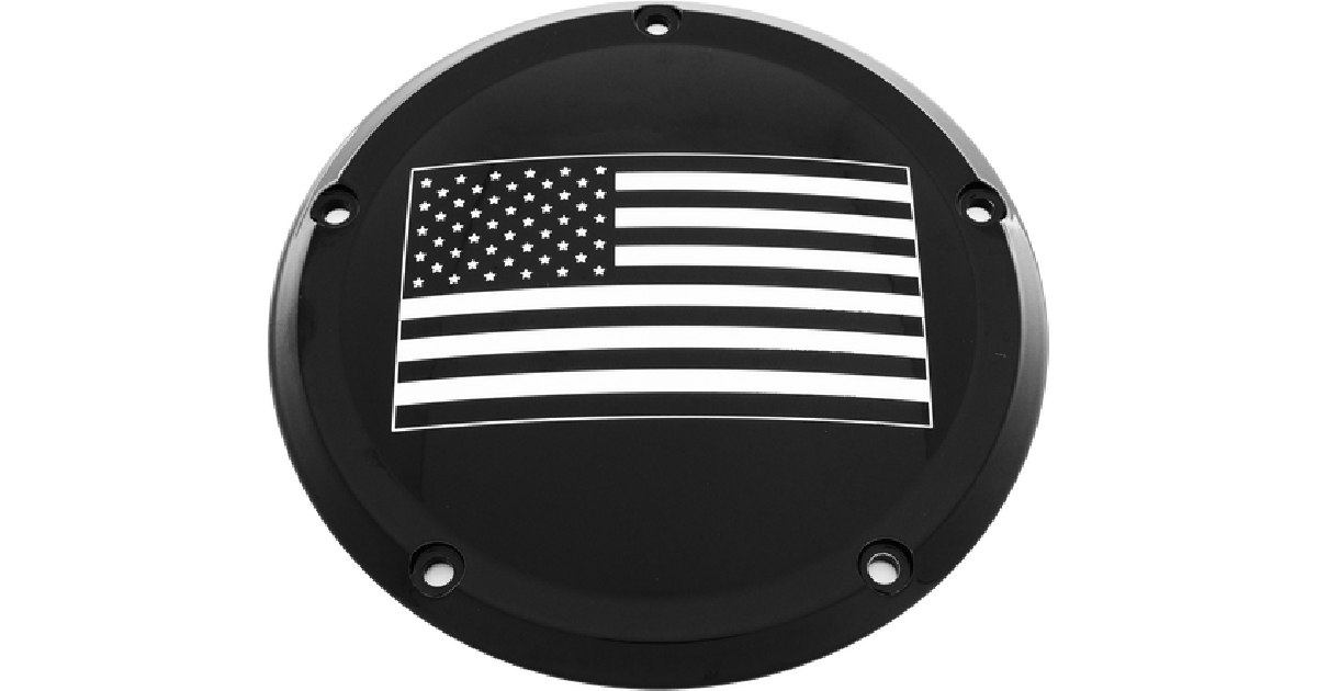 CUSTOM ENGRAVING 6   M8 SOFTAIL DERBY COVER AMERICAN FLAG BLACK