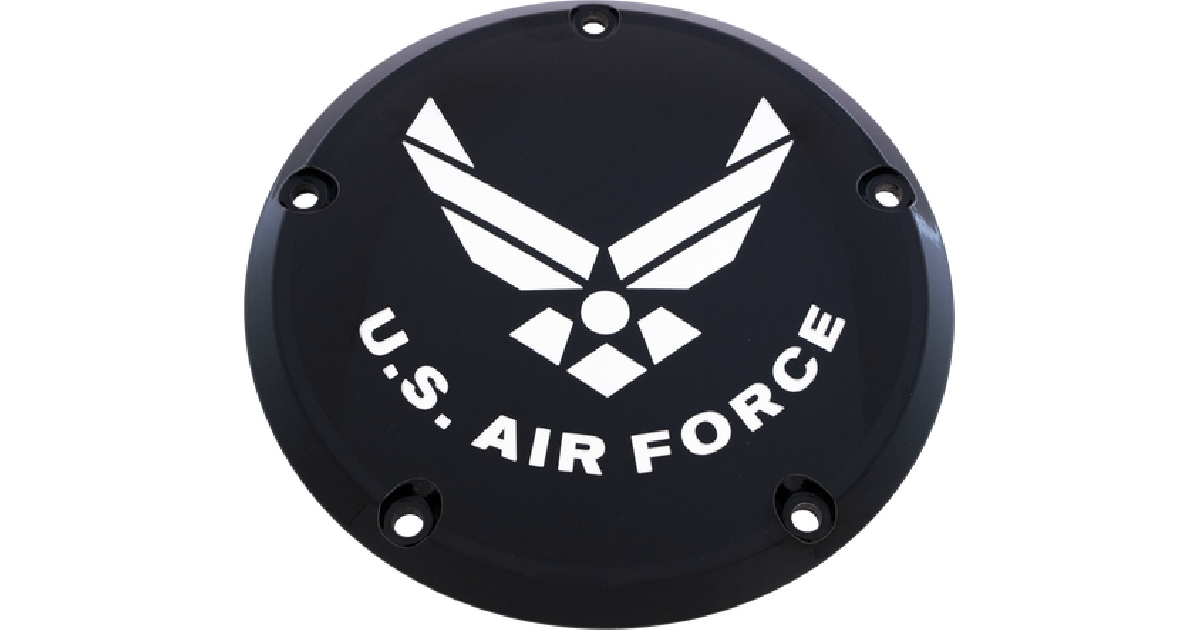 CUSTOM ENGRAVING 6   M8 SOFTAIL DERBY COVER AIR FORCE BLACK