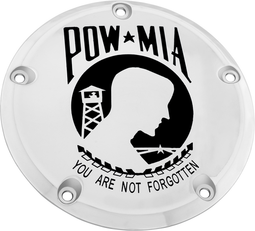 CUSTOM ENGRAVING 6   M8 SOFTAIL DERBY COVER POW-MIA CHROME